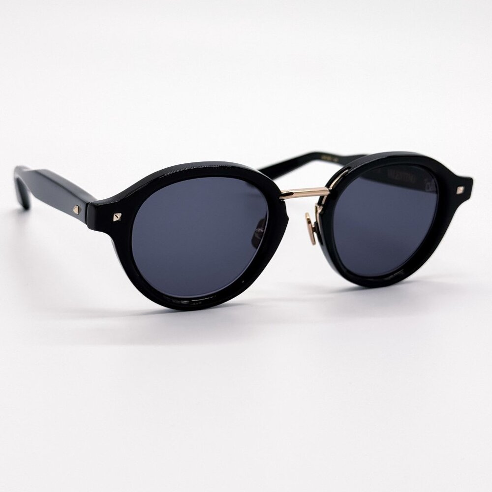 NEW VALENTINO SUNGLASSES VLS-132A BLACK/GRAY MEN ROUND EYEWEAR